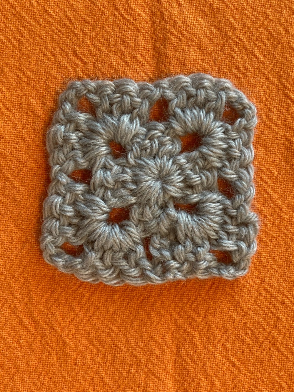 Handmade Crocheted Gray Yarn Granny Square—small